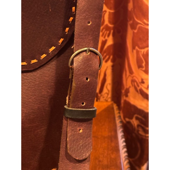 Handmade Brown Leather Messenger Bag Satchel Whipstitch Brass Latch Crossbody - Picture 8 of 17